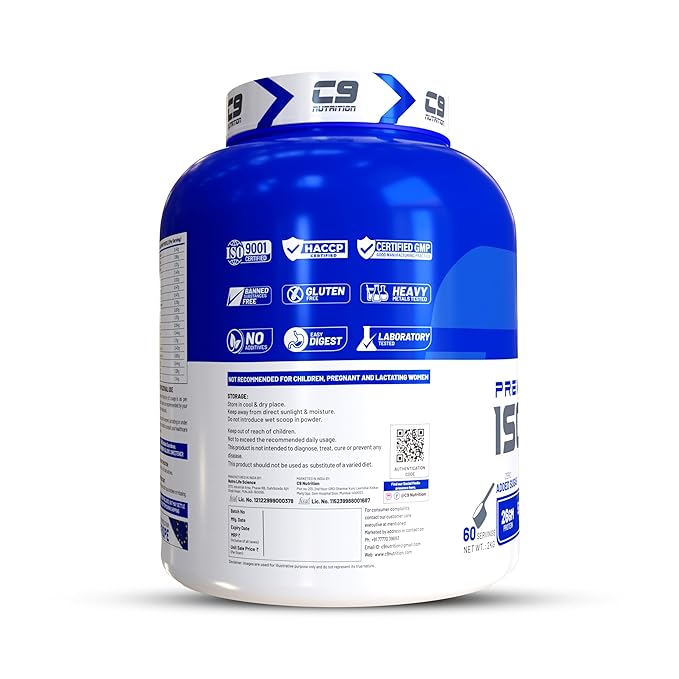 C9 Nutrition ISO ZERO Whey Isolate 26g Protein | Vegetarian | 5.14g BCAA | 3.83g Glutamine | Gluten-Free & Lab Tested