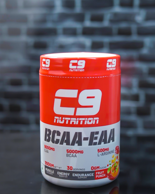 C9 Nutrition BCAA + EAA Powder | 5000mg BCAA, 9000mg EAA | Sugar-Free | 30 Servings | Vegetarian | 300g