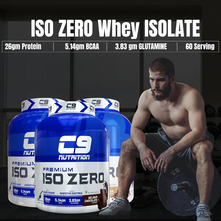 C9 Nutrition ISO ZERO Whey Isolate 26g Protein | Vegetarian | 5.14g BCAA | 3.83g Glutamine | Gluten-Free & Lab Tested