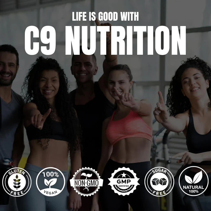 C9 Nutrition ISO ZERO Whey Isolate 26g Protein | Vegetarian | 5.14g BCAA | 3.83g Glutamine | Gluten-Free & Lab Tested