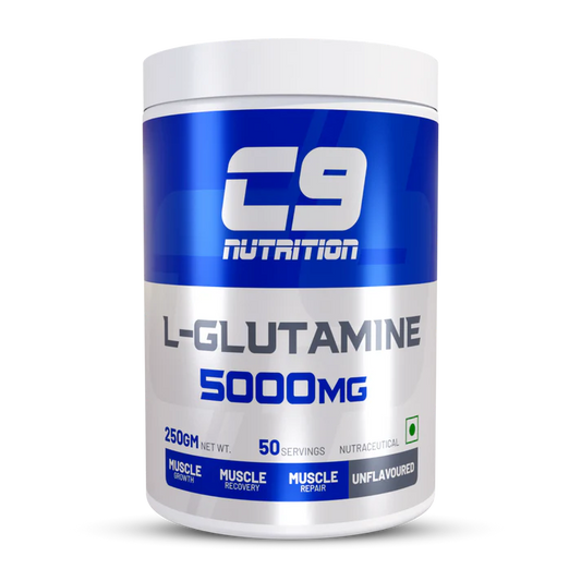 C9 Nutrition L-Glutamine Powder 250g | 50 Servings | Unflavoured | Boost Recovery & Performance