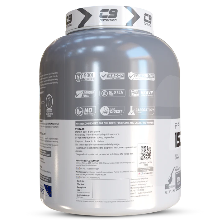 C9 Nutrition ISO Ripped Whey Protein Isolate | 27g Protein | 7g BCAA | 4.7g Glutamine | 2kg | 60 Servings