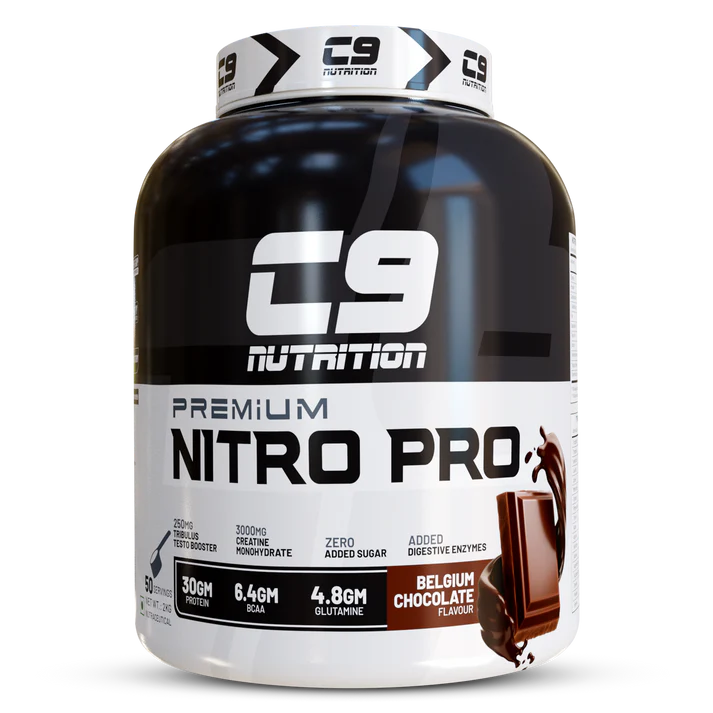 C9 Nutrition Nitro Pro L-Glutamine Whey Protein, 2kg, 50 Servings | 30g Protein | 6.4g BCAA | 4.8g Glutamine