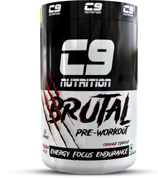 C9 Nutrition Brutal Pre-Workout | 200mg Caffeine, 52 Servings | L-Arginine, L-Citrulline & L-Taurine for Energy & Endurance | Vegetarian, 450g